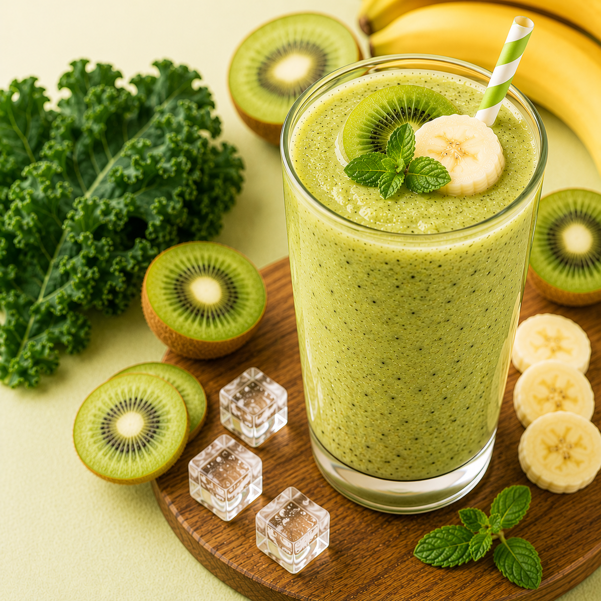 Kiwi Banana Smoothie Fresh Green Fruit Blend