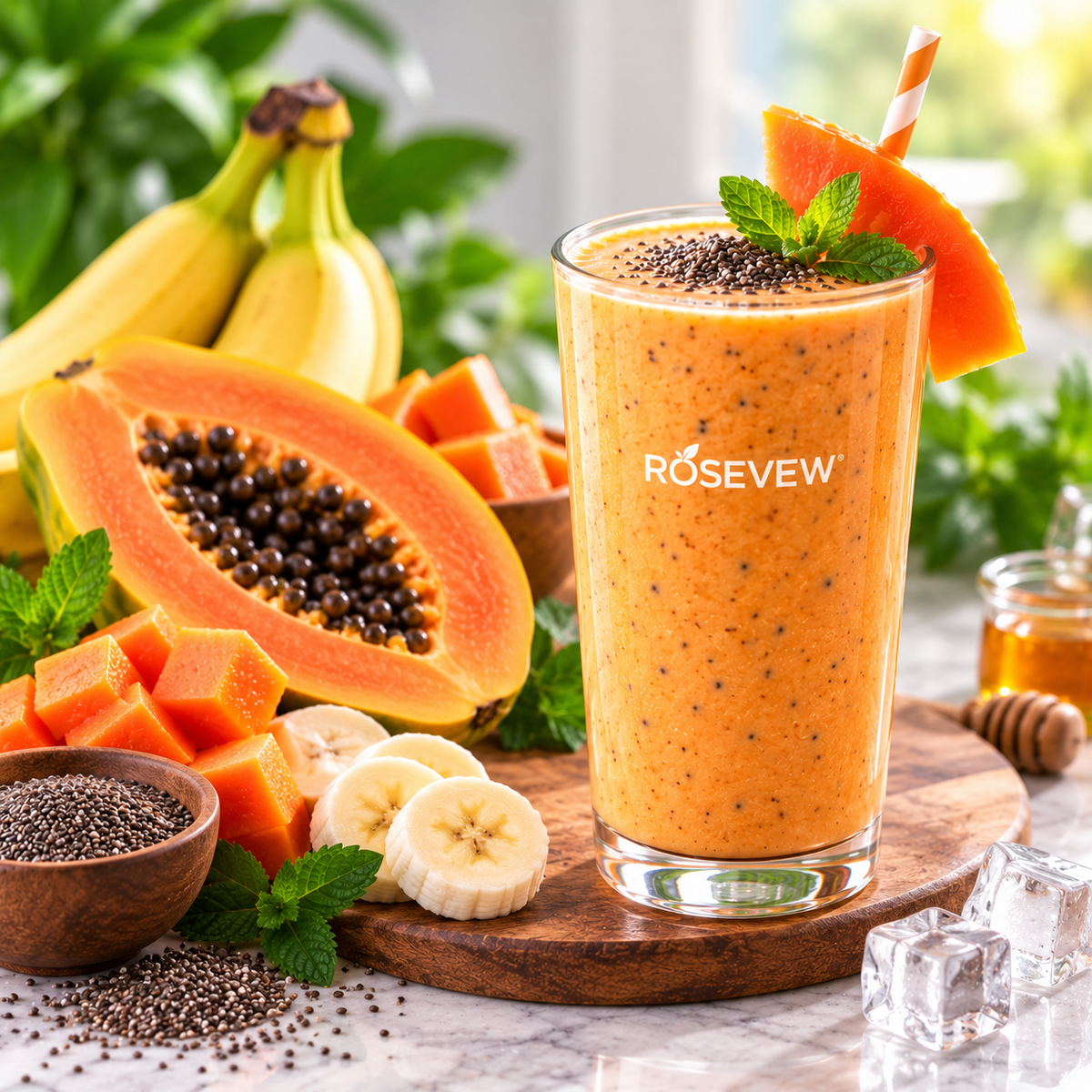 Papaya Chia Seeds Smoothie High Protein Blend