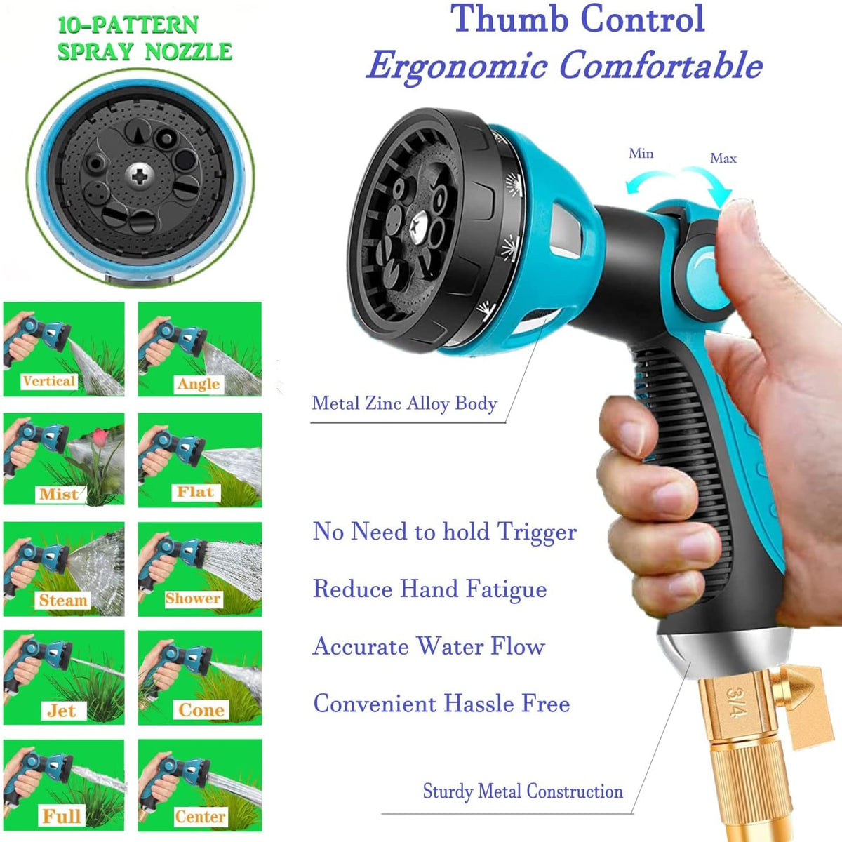 Garden Hose Expandable  75ft 100ft Expanding  75 feet 100 foot (CA, Dark Blue)