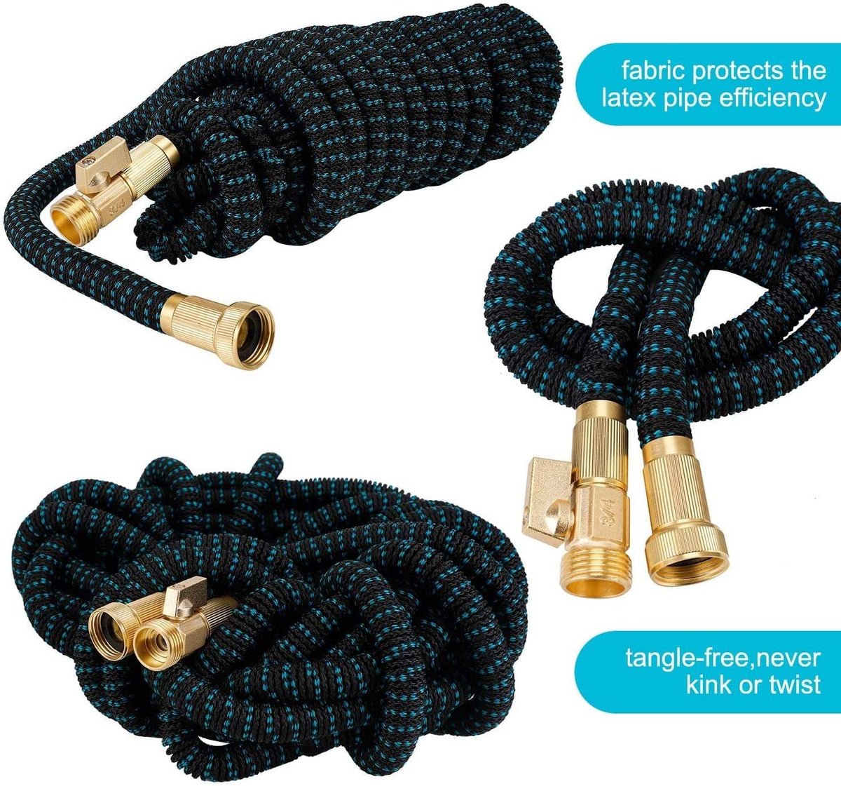 Garden Hose Expandable  75ft 100ft Expanding  75 feet 100 foot (CA, Dark Blue)